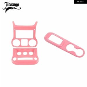 ジープ カーセンターコンソール空調スイッチギアパネル 装飾カバー ラングラー JK 2011-2017 カーアクセサリー カスタムパーツ アクセサリ - Pink