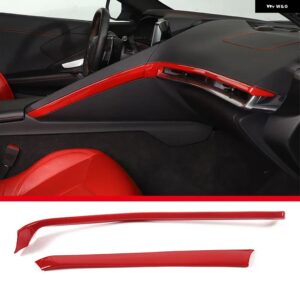 シボレー ABS カーボン コルベット C8 Z51 Z06 2020-2023 カーセンターコントロールサイド装飾フレームステッカー カーアクセ - style　b　red