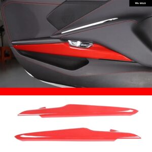 シボレー コルベット C8 スティングレイ Z51 Z06 2020-2023 内側のドア装飾ストリップステッカー インテリア アクセサリー カス - abs　red