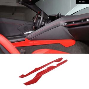 シボレー ABS カーボン/レッド コルベット C8 Z51 Z06 2020-2023 センターコンソール両面装飾ストリップステッカー アクセサ - red