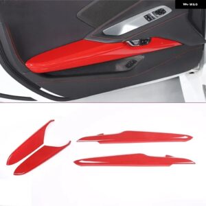 シボレー ABS 赤 コルベット C8 スティングレイ Z51 Z06 2020-2023 ドアアンチキックパネル カバー トリム ステッカー カ - 4pcs　red