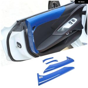 シボレー コルベット C8 2020-2023 ABS カーボン/レッド車内ドアパネル 装飾カバー カーアクセサリー カスタムパーツ アクセサリー - blue