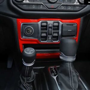 ジープ ウィンドウコントロールパネル 装飾ステッカー JL ラングラー 2018-21 ウィンドウコントロールフレーム に - Baking varnish red
