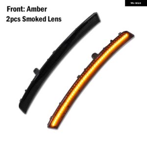 シボレー 2014-2019 コルベット C7 スモークレンズ フロントアンバーリアレッド LED サイド マーカー ウィンカーライト フェンダー - 2pcs　front　amber