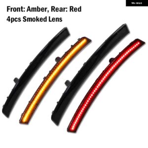シボレー 2014-2019 コルベット C7 スモークレンズ フロントアンバーリアレッド LED サイド マーカー ウィンカーライト フェンダー - 4pcs　front　rear