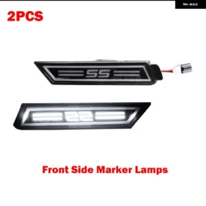 シボレー 2010-2015 カマロスモークレンズ SS ロゴ LED フロント/リアバンパー サイド マーカー ライト ウィンカーライト アンバ - 2pcs　front　white