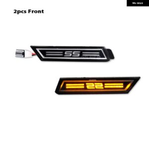 シボレー 2010-2015 カマロスモークレンズ SS ロゴ LED フロント/リアバンパー サイド マーカー ライト ウィンカーライト アンバ - 2pcs　front　amber