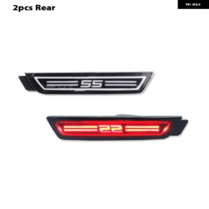 シボレー 2010-2015 カマロスモークレンズ SS ロゴ LED フロント/リアバンパー サイド マーカー ライト ウィンカーライト アンバ - 2pcs　rear　red