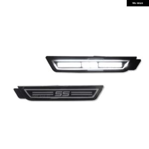 シボレー 2010-2015 カマロスモークレンズ SS ロゴ LED フロント/リアバンパー サイド マーカー ライト ウィンカーライト アンバ - 2pcs　rear　white