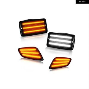 ジープ 4個 ウィンカーライト フェンダー サイド マーカー バンパー ライトラングラー TJ シャーシ 1997-2006 55155629AC 55155628AC - Smoked White Yellow