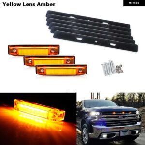 シボレー 2019/2020 以降 シルバラード 1500 2500HD 3500HD フル LED フロントセンターグリル ランニング/ポジショ - 3pc　yellow　amber
