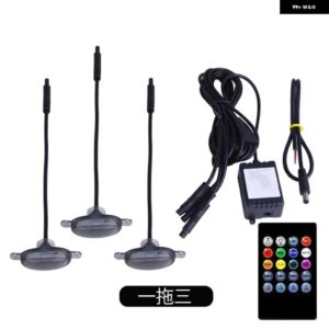 シボレー 3個 フロント車グリル LED ライトグリル トリムスモークレンズ シルバラード 1500 2016-21 - remote　3　black