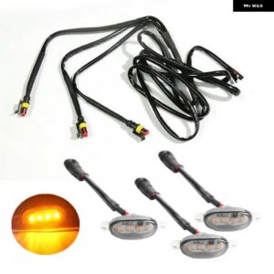 シボレー 3個 フロント車グリル LED ライトグリル トリムスモークレンズ シルバラード 1500 2016-21 - 3black-yellow　light