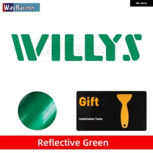 ジープ 2個 ボンネット ボンネット サイド ステッカー WILLYS EDITION UNLIMITED 反射ビニール デカール ラングラー JK JL TJ YJ CJ - a　reflective　green