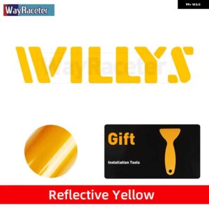 ジープ 2個 ボンネット ボンネット サイド ステッカー WILLYS EDITION UNLIMITED 反射ビニール デカール ラングラー JK JL TJ YJ CJ - a　reflective　yellow
