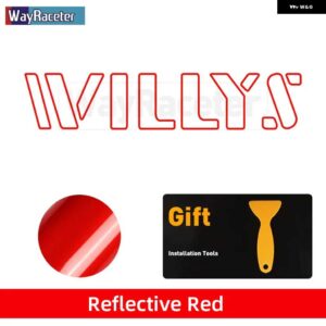 ジープ 2個 ボンネット ボンネット サイド ステッカー WILLYS EDITION UNLIMITED 反射ビニール デカール ラングラー JK JL TJ YJ CJ - b　reflective　red