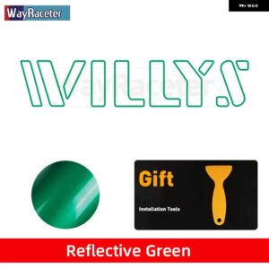 ジープ 2個 ボンネット ボンネット サイド ステッカー WILLYS EDITION UNLIMITED 反射ビニール デカール ラングラー JK JL TJ YJ CJ - b　reflective　green