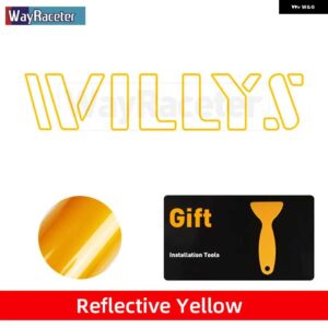 ジープ 2個 ボンネット ボンネット サイド ステッカー WILLYS EDITION UNLIMITED 反射ビニール デカール ラングラー JK JL TJ YJ CJ - b　reflective　yellow