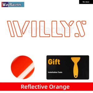 ジープ 2個 ボンネット ボンネット サイド ステッカー WILLYS EDITION UNLIMITED 反射ビニール デカール ラングラー JK JL TJ YJ CJ - b　reflective　orange
