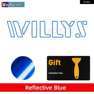 ジープ 2個 ボンネット ボンネット サイド ステッカー WILLYS EDITION UNLIMITED 反射ビニール デカール ラングラー JK JL TJ YJ CJ - b　reflective　blue