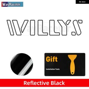 ジープ 2個 ボンネット ボンネット サイド ステッカー WILLYS EDITION UNLIMITED 反射ビニール デカール ラングラー JK JL TJ YJ CJ - b　reflective　black