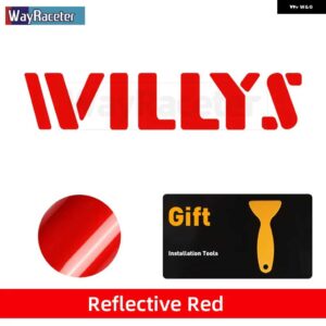 ジープ 2個 ボンネット ボンネット サイド ステッカー WILLYS EDITION UNLIMITED 反射ビニール デカール ラングラー JK JL TJ YJ CJ - a　reflective　red