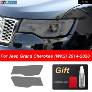 ジープ ヘッドライト フィルム フロントライト ティントスモークブラック TPU ステッカー グランドチェロキーラングラーコンパス - grand　cherokee　14-20