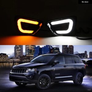 ジープ コンパス 2011-16 LED DRL デイライト デイタイム ランニングライト フォグライト ウィンカー付き - white