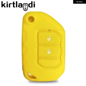 ジープ 2/3/4 ボタンシリコンキーケースキーカバー ラングラー JL JLU 2018-21 キーホルダー フリップ折りたたみリモートジャッキ - yellow2　button