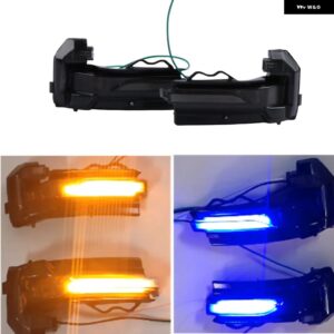 アウディ 2個 LED ダイナミック流れる ウィンカーライトサイドバックミラー インジケーター ウインカーライト Q2 Q3 モデル 2018 2019 - Blue-Yellow