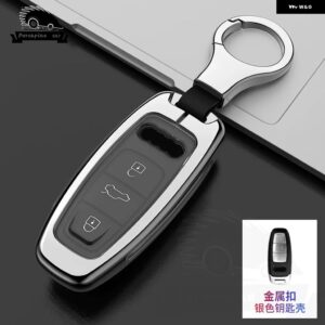 アウディ キーケースカバー A3 A4 B9 A6 C8 A7 S7 4K A8 D5 S8 Q7 Q8 SQ8 E-TRON 2018-23 アクセサリー - silvery S
