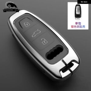 アウディ キーケースカバー A3 A4 B9 A6 C8 A7 S7 4K A8 D5 S8 Q7 Q8 SQ8 E-TRON 2018-23 アクセサリー - Silvery