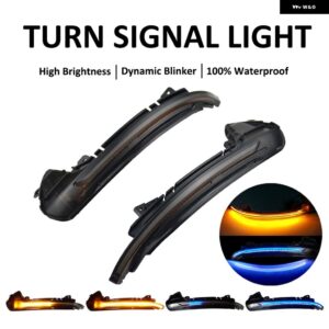 アウディ A6 C7 4G S6 2013-2018 2個 LED ダイナミックサイド ウイング バックミラー ウインカー インジケーター シーケンシャル ウィンカーライト - Dynamic Blue Yellow
