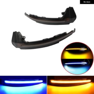 アウディ 2個 車 LED ダイナミックウィンカー ライト A1/8X 2011-2019 流れるバックミラー インジケーター シーケンシャル ウインカーランプ - Blue-Yellow