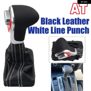 アウディ 自動自動 シフト ノブハンドルレザー ブーツ A3 8P A4 B8 A5 Q5 A6 C6 2009-14 カー スタイリング - White Line With Hole