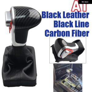 アウディ 自動自動 シフト ノブハンドルレザー ブーツ A3 8P A4 B8 A5 Q5 A6 C6 2009-14 カー スタイリング - Black Carbon Fiber