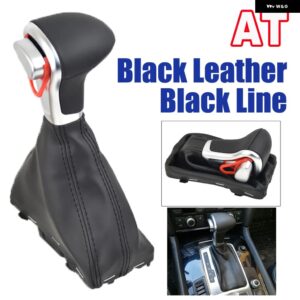 アウディ 自動自動 シフト ノブハンドルレザー ブーツ A3 8P A4 B8 A5 Q5 A6 C6 2009-14 カー スタイリング - (Black)Black line