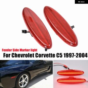 シボレー コルベット C5 1997-2004 車 LED アンバー リアサイド マーカーライト インジケーター フェンダー パーキング ランプ - Red Lens