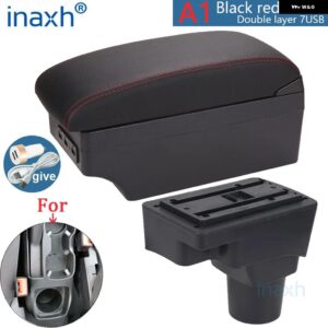 シボレー ソニック アームレスト アベオ アームレスト ボックス レトロパーツ インテリア 収納 ボックス カーパーツ USB - A1 Black red 7USB