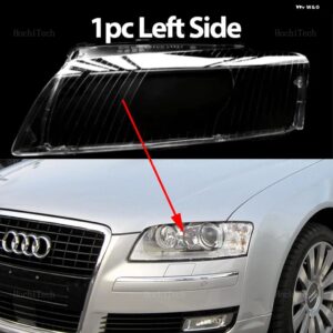 アウディ ヘッドライト カバー A8 D3 4E A 8 2002-2009 クリア ハウジング フロント ヘッドライト レンズ シェルガラスランプカバー - 1pc Left Side
