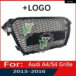 アウディ A4/S4 2013-16 フロントバンパー グリル センター パネル スタイリング アッパー グリル RS4 スタイル - 2 Black LGOO