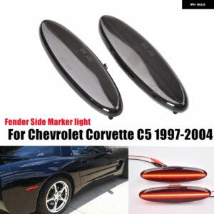 シボレー 2X コルベット C5 1997-2004 16523536 16524722 車 LED アンバー リアサイドマーカー インジケーター - Smoked Lens