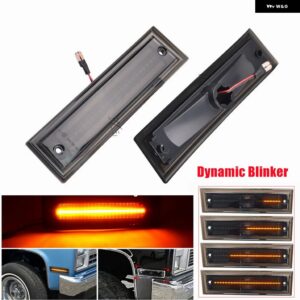 シボレー 2個 C10 C20 C30 GMC ジミーサバーバンダイナミック LED ウインカー点滅インジケータウインカーサイド マーカーライト - Dynamic Smoked Black