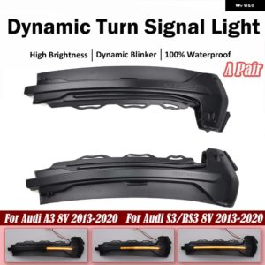 アウディ A3 8V S3 RS3 2013-2018 LED ダイナミックウィンカー ライト点滅水サイドミラー インジケータウインカー 2個 カー スタイリング - Dynamic Smoked