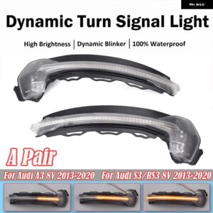 アウディ A3 8V S3 RS3 2013-2018 LED ダイナミックウィンカー ライト点滅水サイドミラー インジケータウインカー 2個 カー スタイリング - Dynamic Crystal