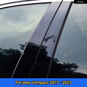 ジープ チェロキー KL コンパスレネゲード チェロキー WKドアサイド装飾ピラー ポストウィンドウモールディング トリム スティカーカバー - For　Compass　17-23