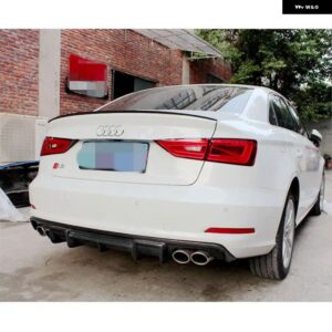 アウディ カーボンリア スポイラー トランク ブーツ ブーツ A3 S3 リップ形状車 4ドア 2014 2015 2016 - ABS Unpainted