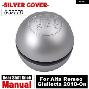 アルファロメオ 車 6速 ギア シフト ノブクロームレバーハンドボール ギア シフト ノブ ジュリエッタ 2010-2018 カーアクセサリー 50294565 - Silver