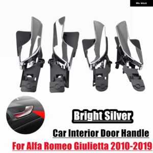 アルファロメオ 156092167 156092165 カーアクセサリーカーインナー インテリアドアハンドル ジュリエッタ ハッチバック バン 2010-2018 - Bright Silver 4pcs