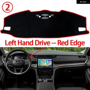 ジープ ダッシュボード カバー パッド グランド チェロキー L 2021-24 2025 カーアクセサリー ダッシュボード サンシェード ANTO-UV カーペット - left　hand　red　edge